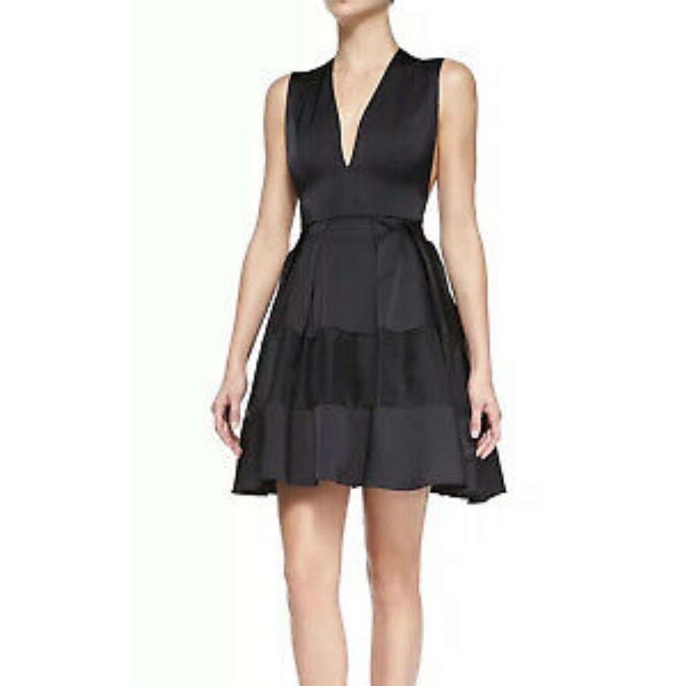 Alexis Deep V-Neck Sleeveless Black Organza